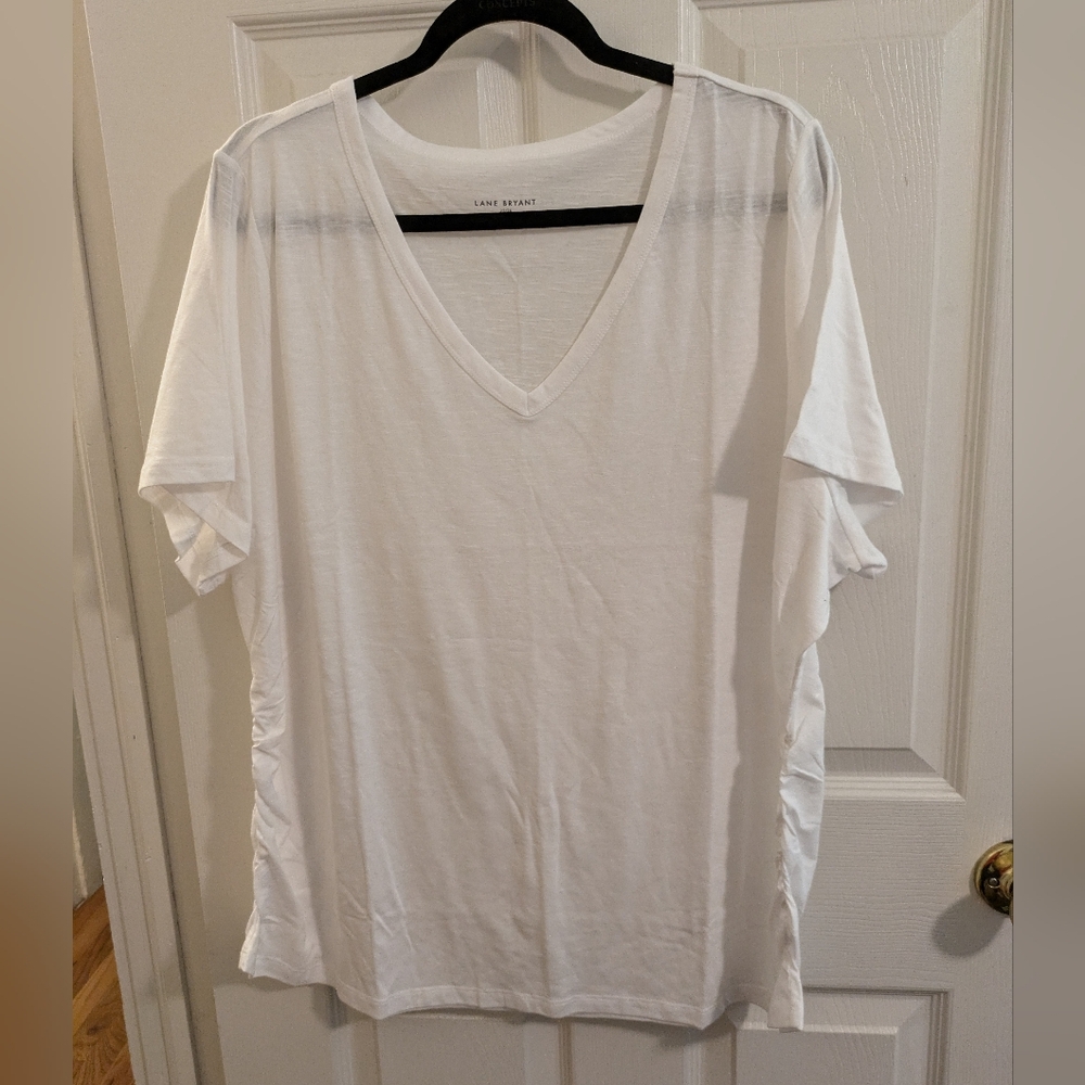 New with tags! Lane Bryant, white, vneck tee,  size 22/24
